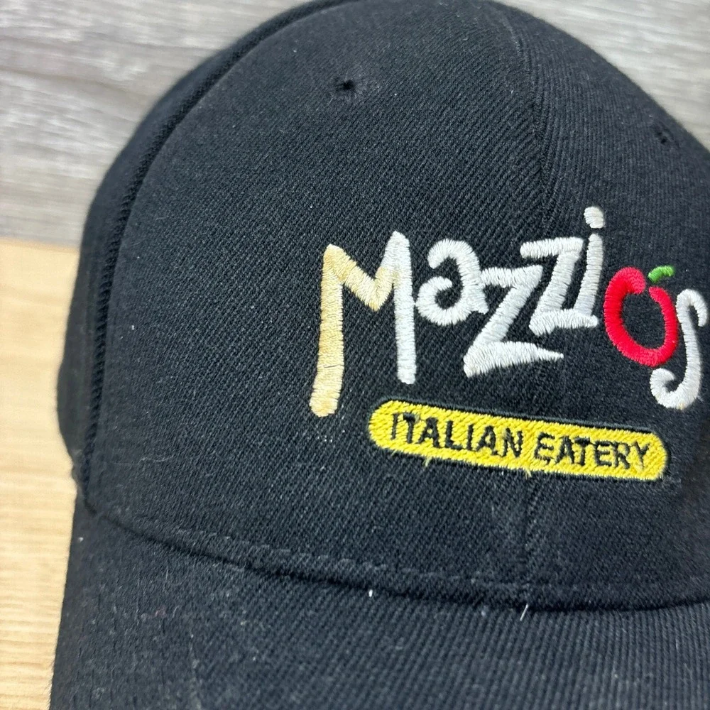Mazzios Italian Eatery Hat Cap‎ Fitted L-XL Black Flexfit Baseball Cap